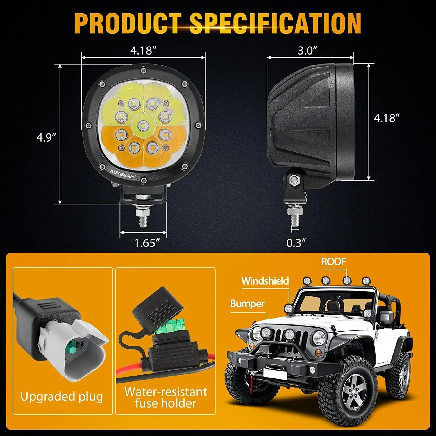 P4 Series | 4 Inch 90W 9000LM 6 Modes LED Pods Driving Lights - Image 3